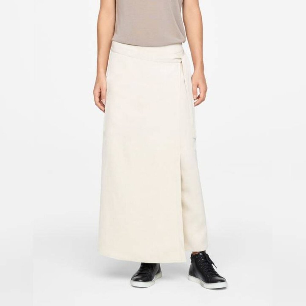 Sarah Pacini Khaki Viscose-Blend Wide-Leg Pant Skirt